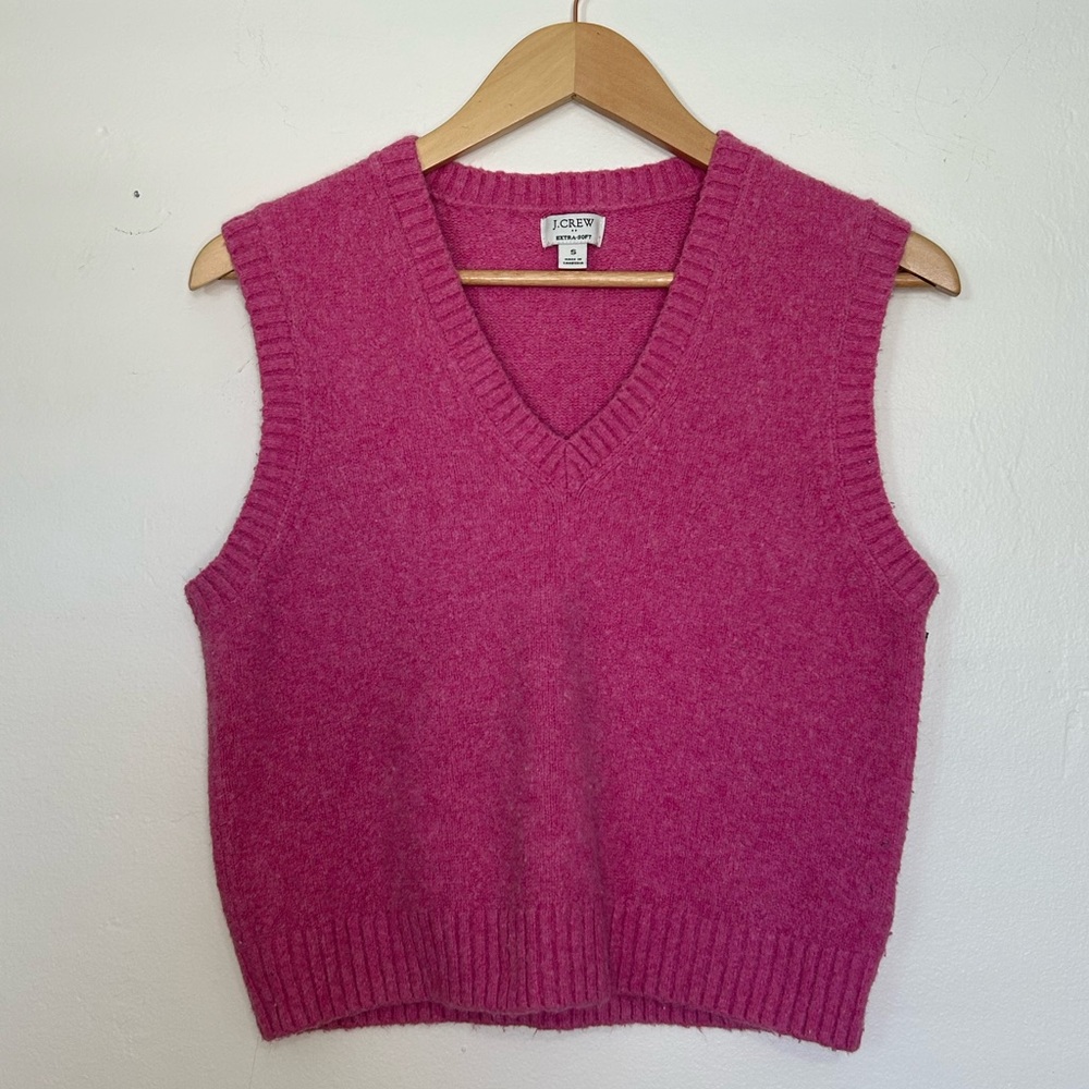J. Crew Women's V-Neck Sweater Vest in Vibrant Pink